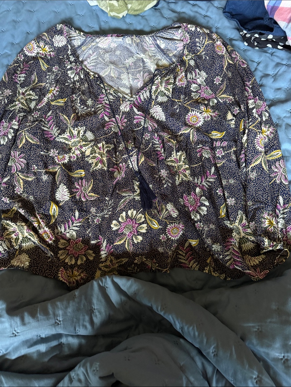 Old Navy Floral Boho Tunic in Navy, Pink, Cream and Yellow